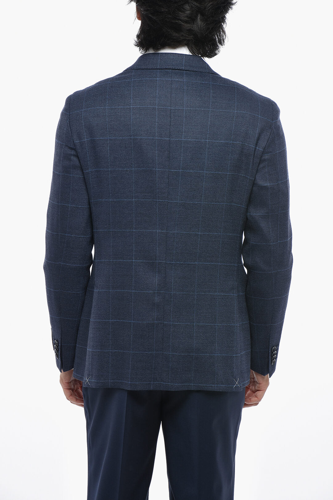 Corneliani 0405~CC COLLECTION Windowpane Wool-Blend Half-Lined Blazer, view 2