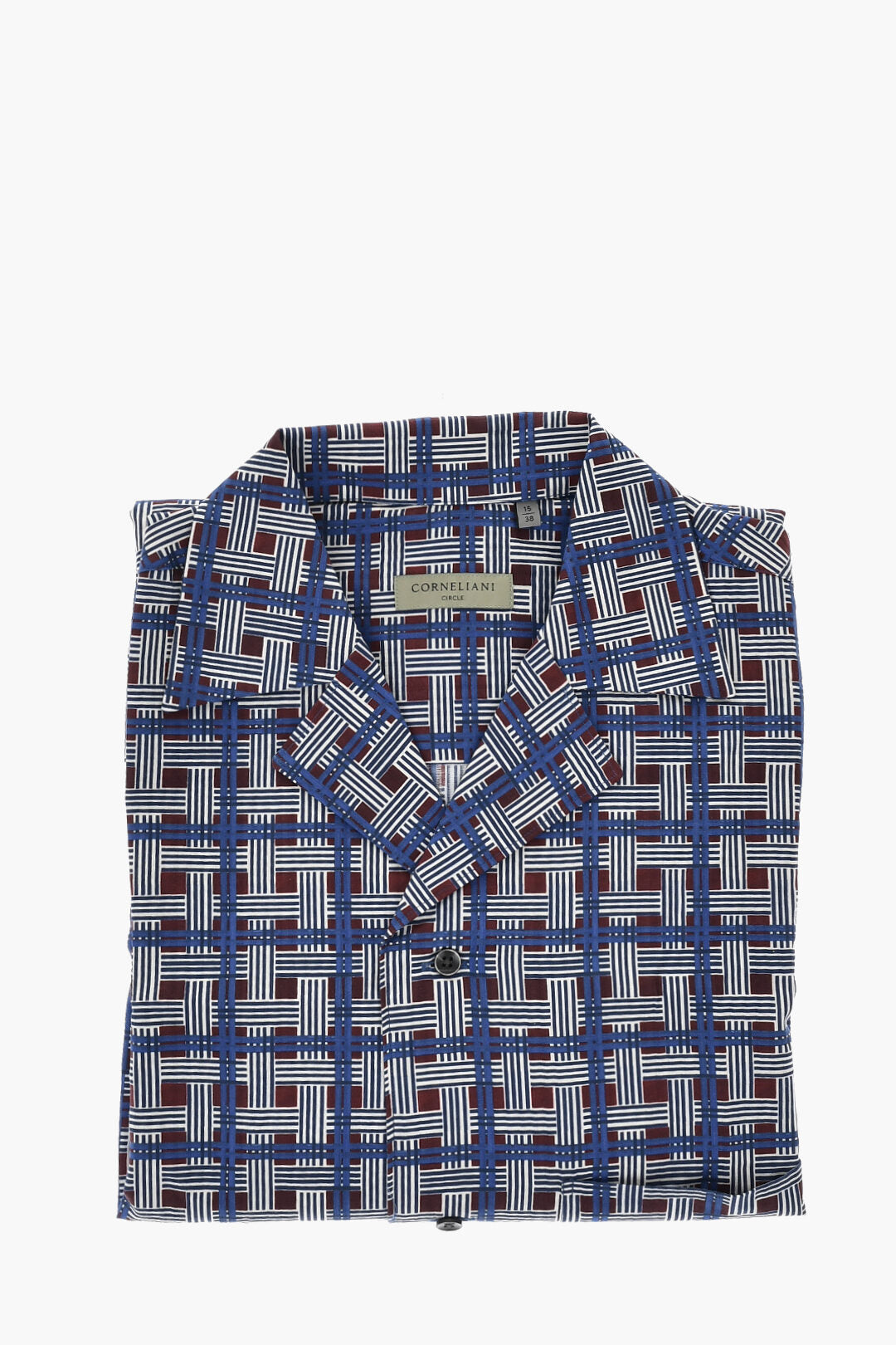 Corneliani 0405~CIRCLE Patterned Cotton Short-Sleeve Shirt