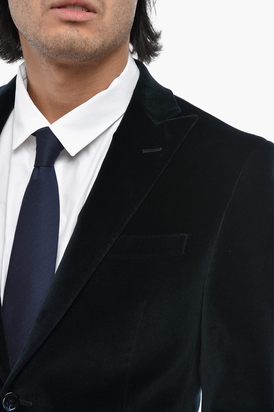 Corneliani 0405~CODE Velour Blazer with Peak Lapel, view 3