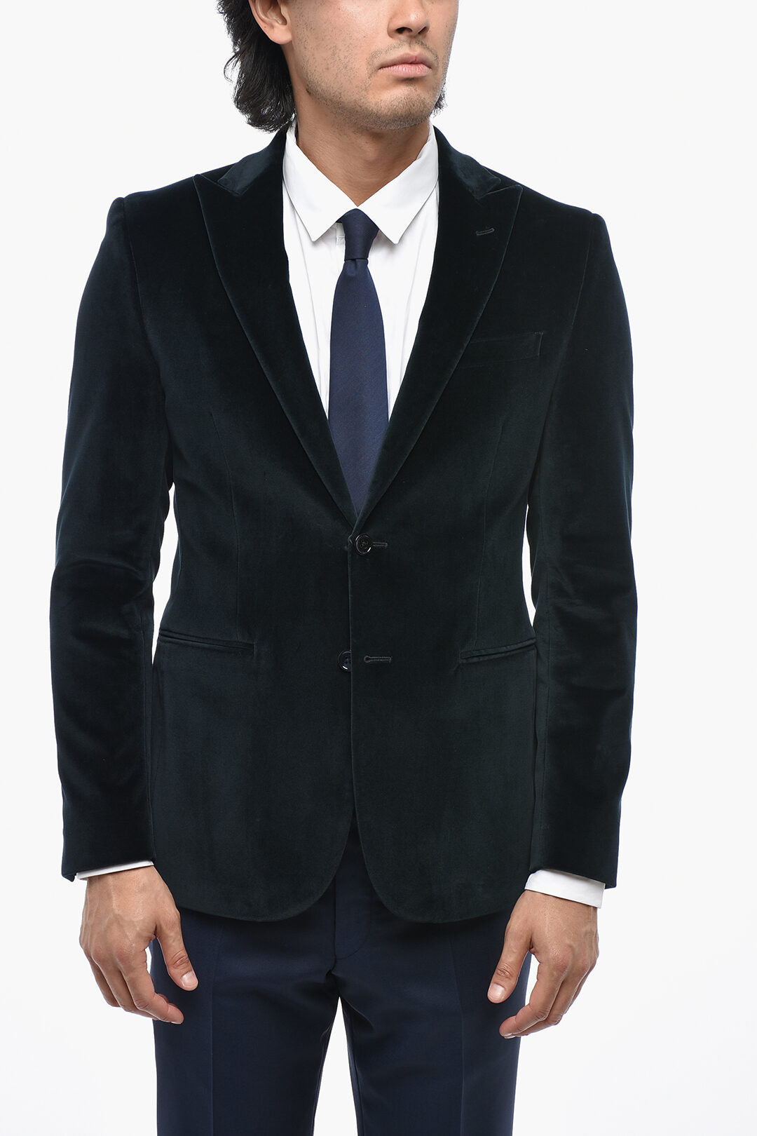 Corneliani 0405~CODE Velour Blazer with Peak Lapel
