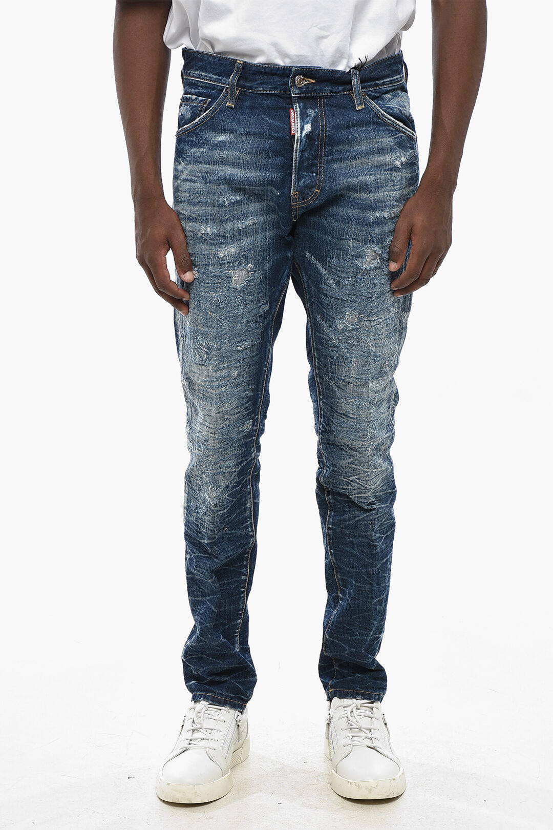 Dsquared2 0405~Cool Guy Fit Vintage-Effect Denim Jeans 17cm