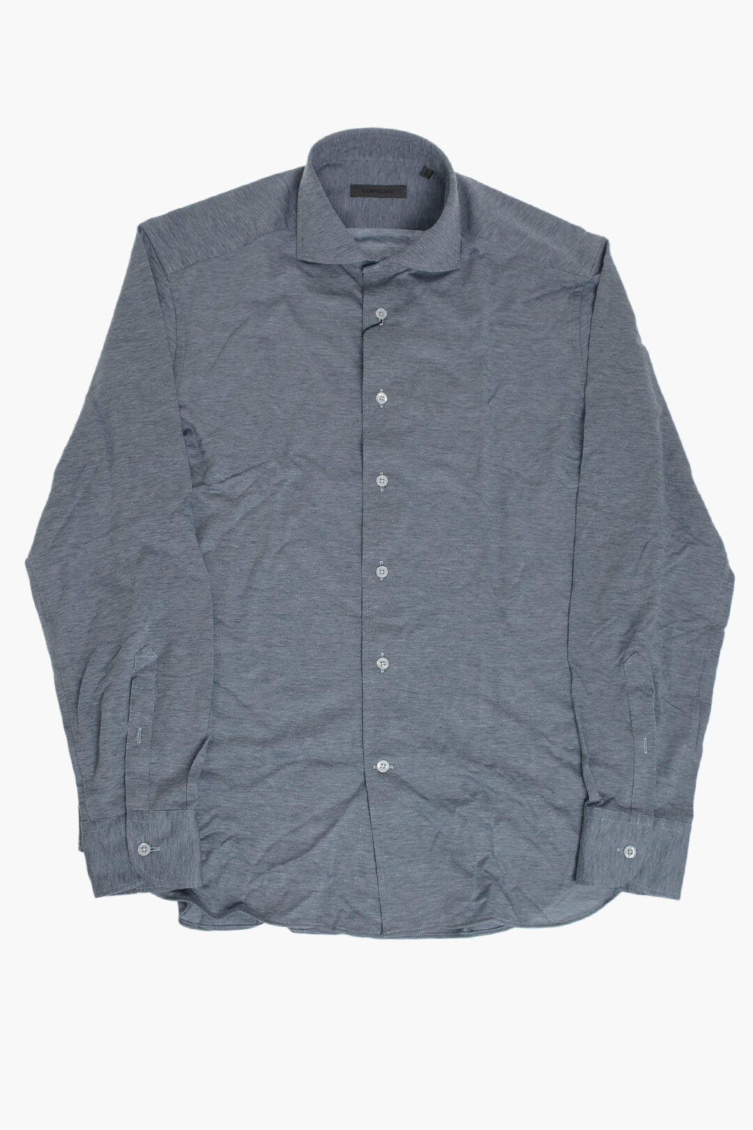 Corneliani 0405~Cotton And Cashmere Solid-Color Shirt With French Collar