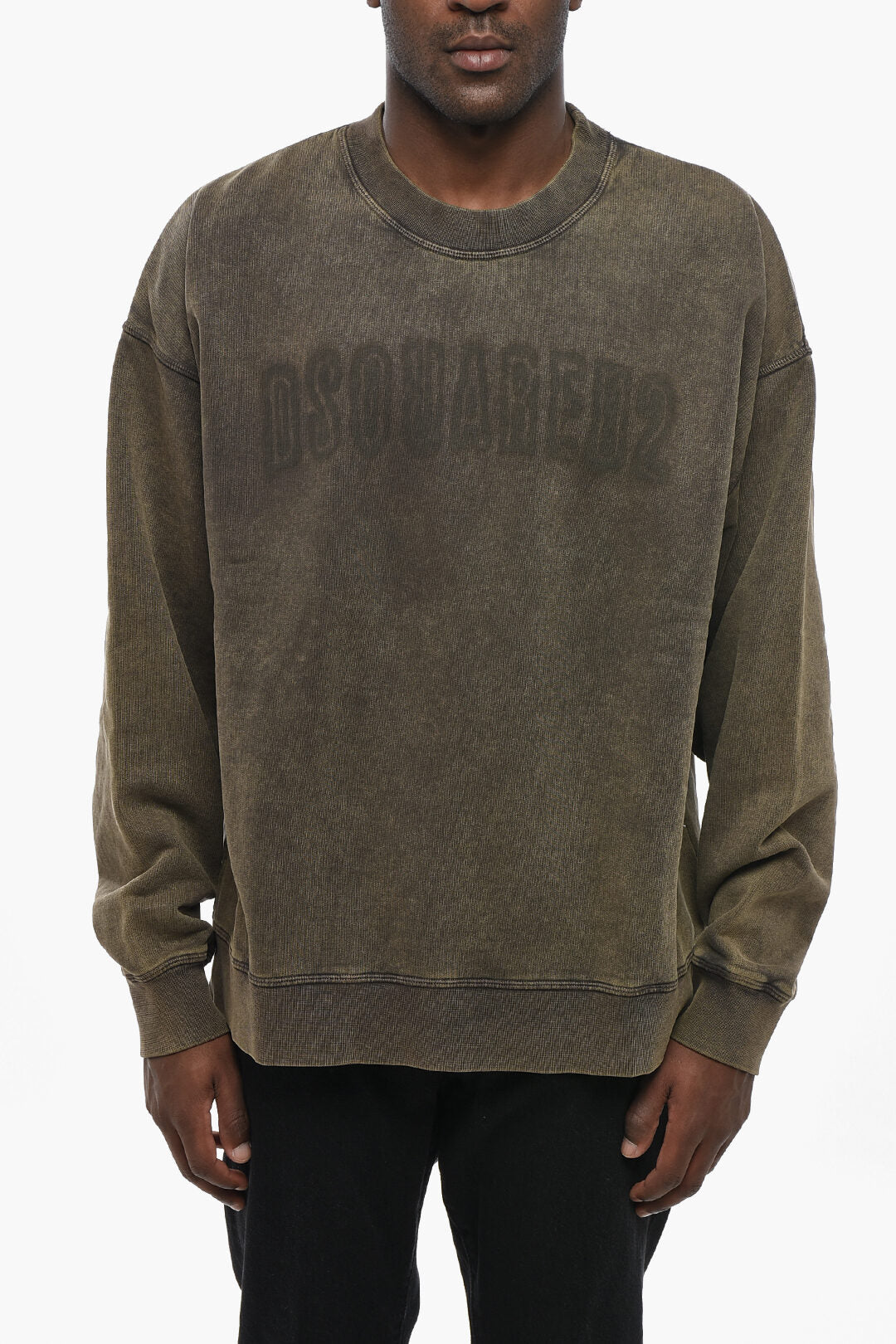 Dsquared2 0405~Cotton Crew Neck Sweatshirt with Printed Logo