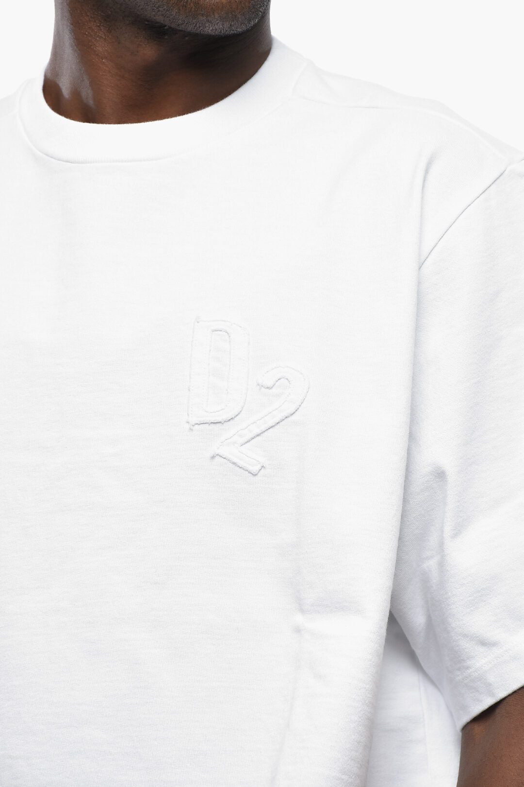 Dsquared2 0405~Cotton Crew Neck T-Shirt with Applied Logo