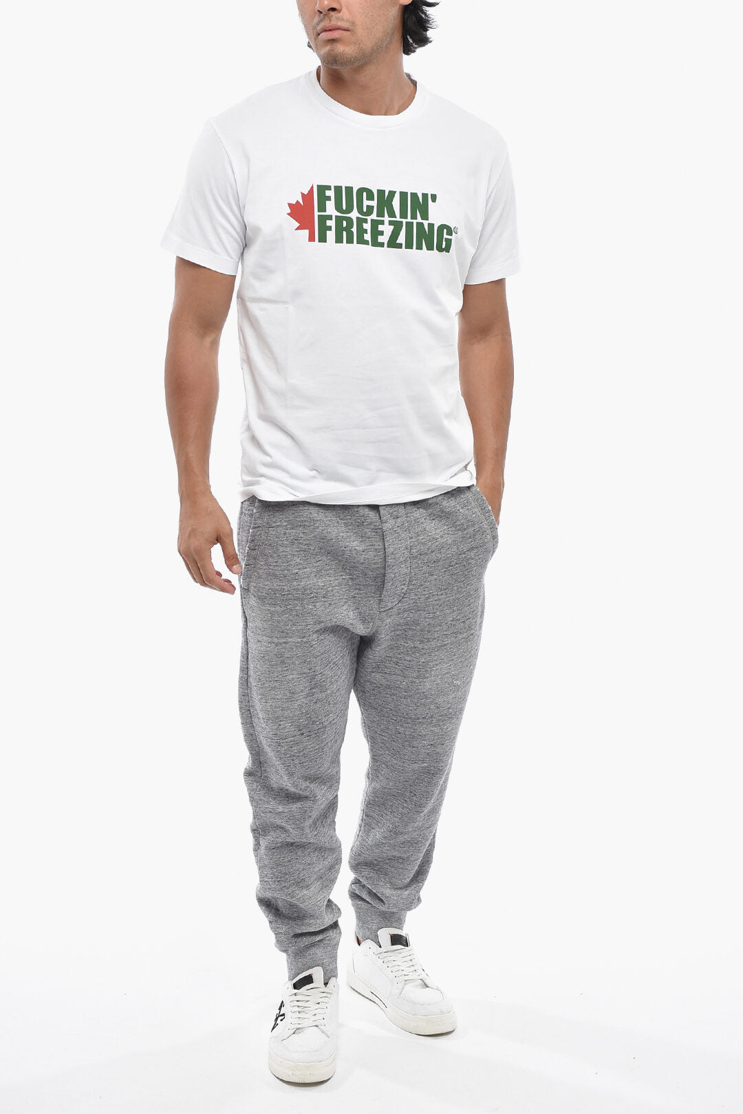 Dsquared2 0405~Cotton Crewneck T-Shirt With Contrast Print, view 2