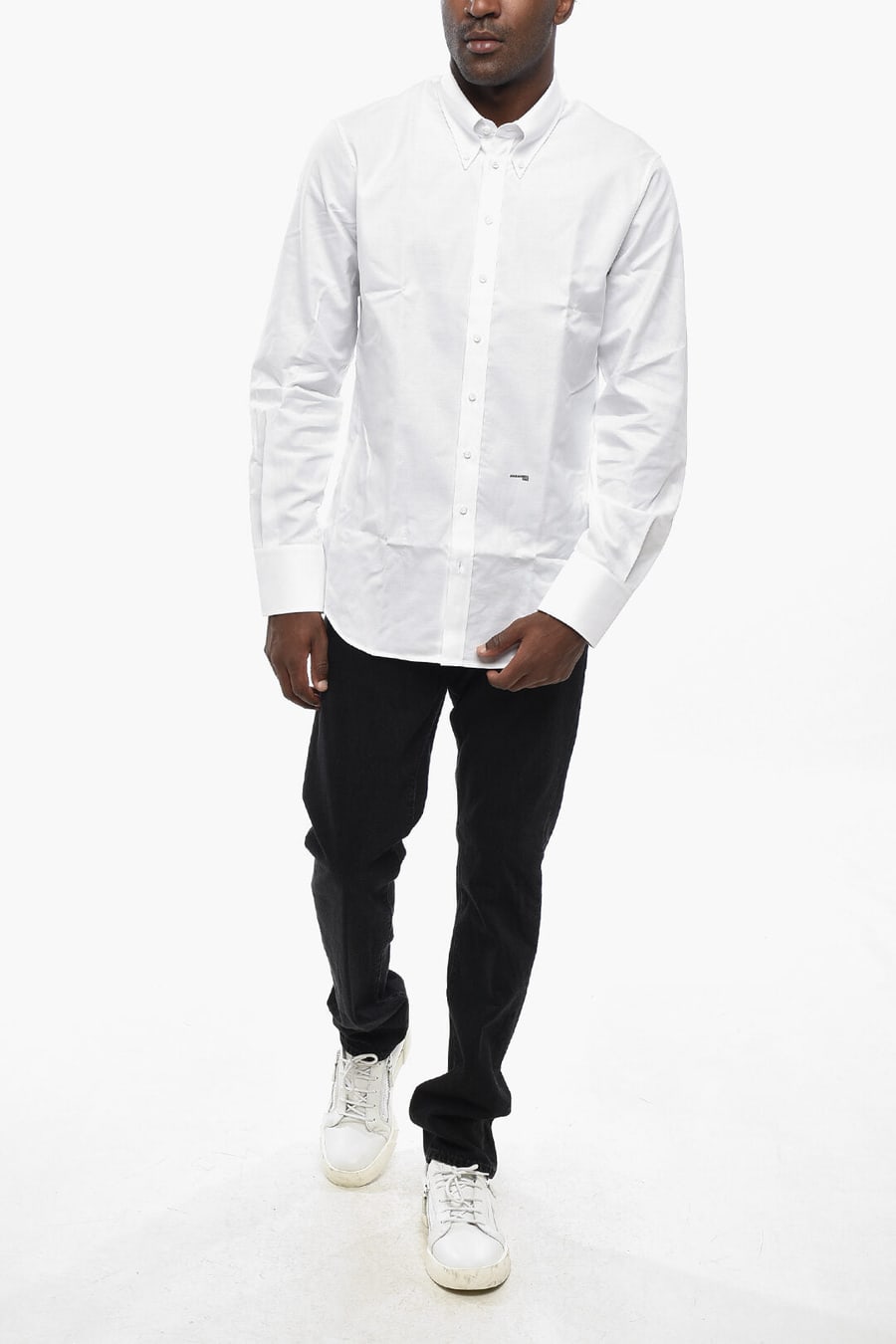 Dsquared2 0405~Cotton Hopsack Button-Down Shirt, view 4