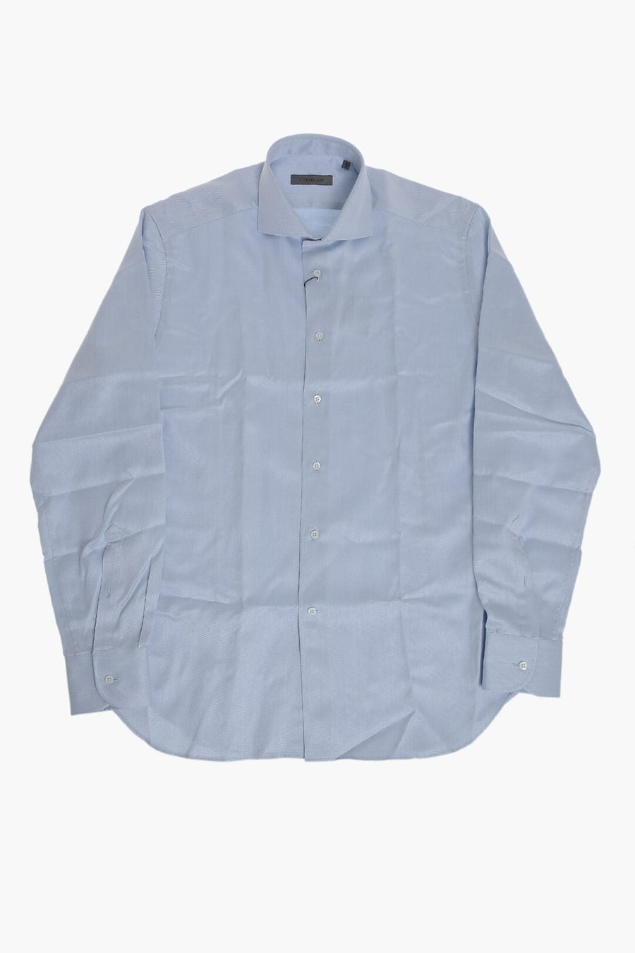 Corneliani 0405~Cotton Poplin Herringbone-Pattern Shirt With French Collar