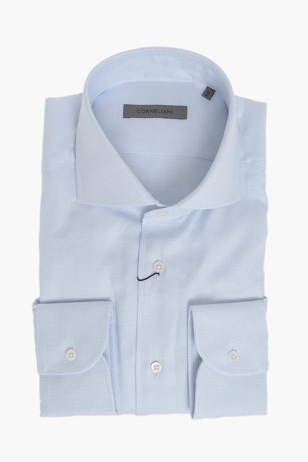 Corneliani 0405~Cotton Wave-Pattern Shirt With French Collar