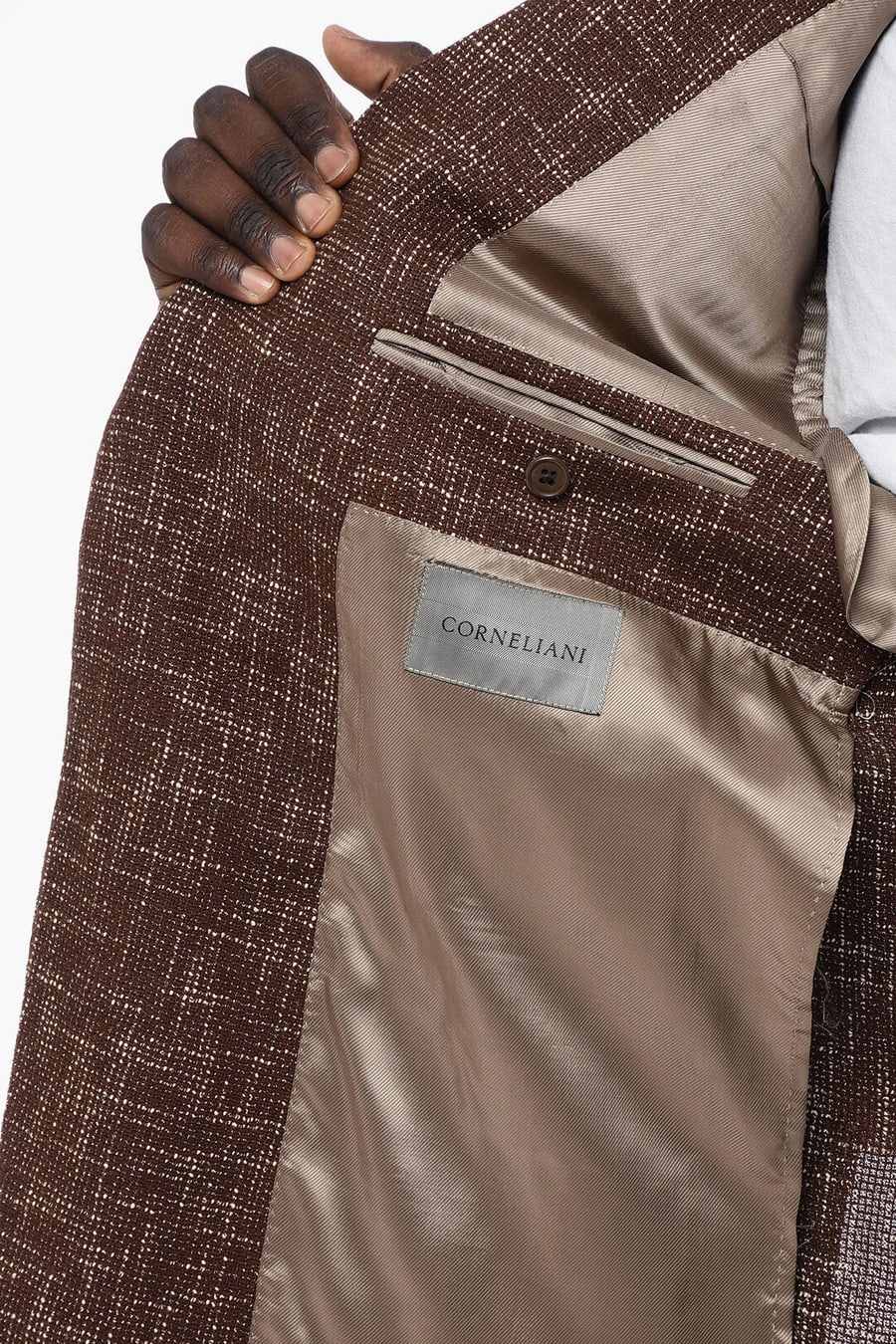 Corneliani 0405~Half-Lined Blazer GATE With Hopsack Pattern, view 3