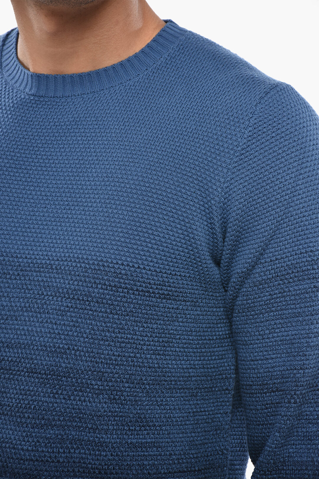 Corneliani 0405~Lightweight Cotton Crewneck Sweater With Ombre Effect