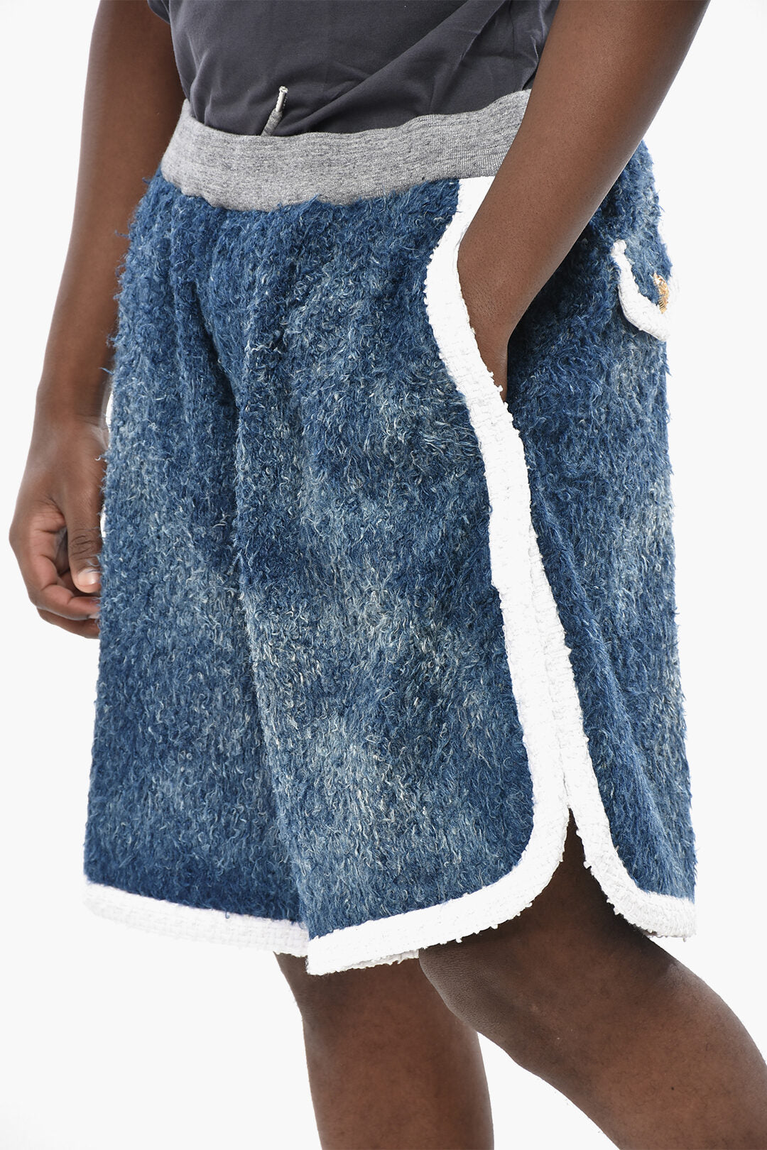 Dsquared2 0405~Loose Fit Shorts with Denim Fur Treatment