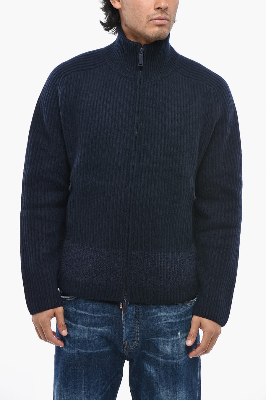 Dsquared2 0405~Ribbed Wool-Blend Knit With Zip Closure