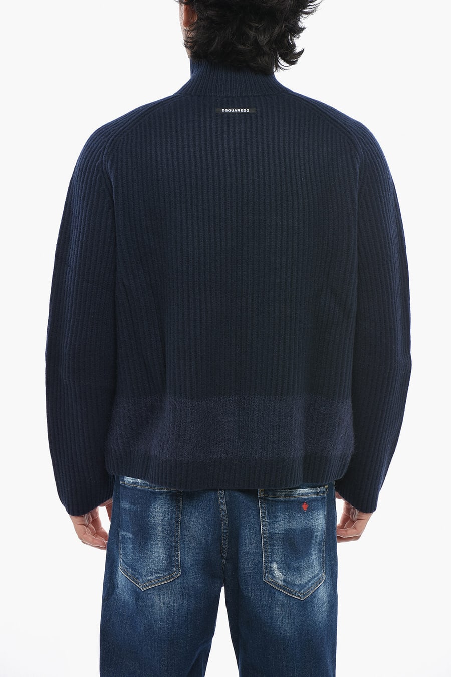 Dsquared2 0405~Ribbed Wool-Blend Knit With Zip Closure, view 2