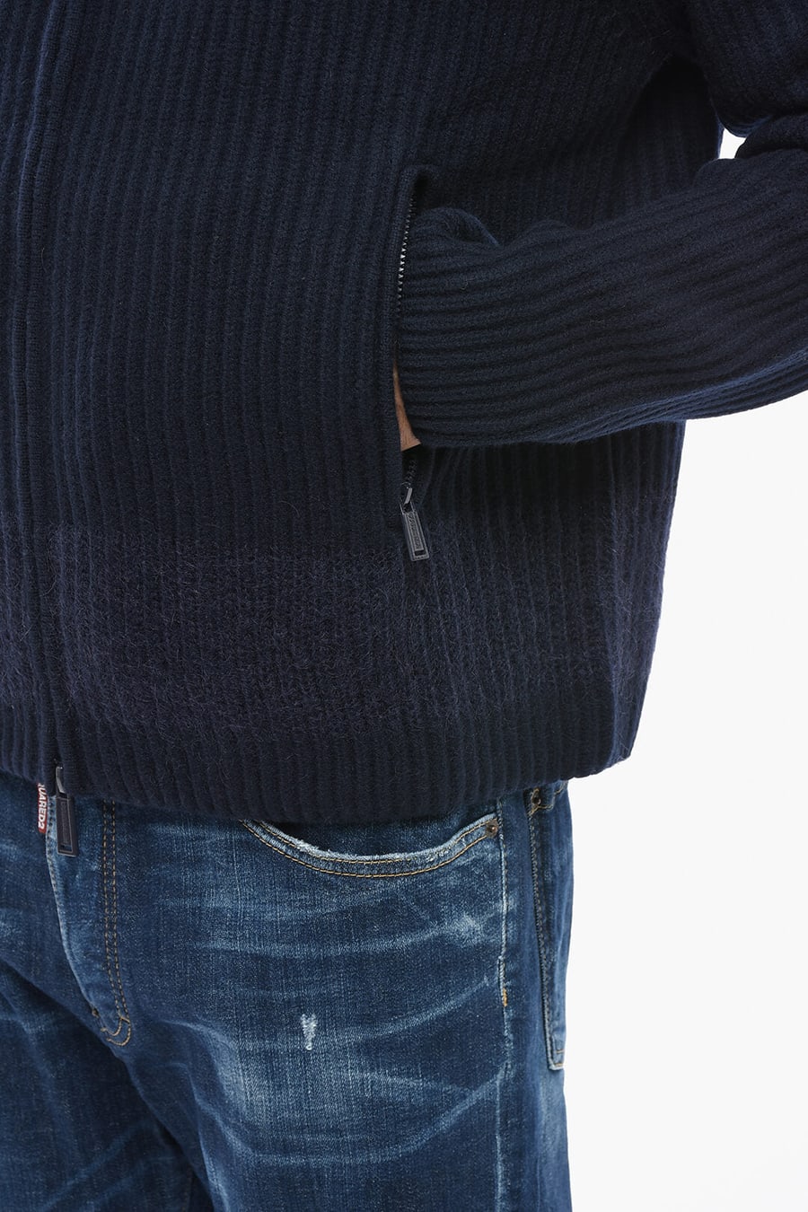 Dsquared2 0405~Ribbed Wool-Blend Knit With Zip Closure, view 3