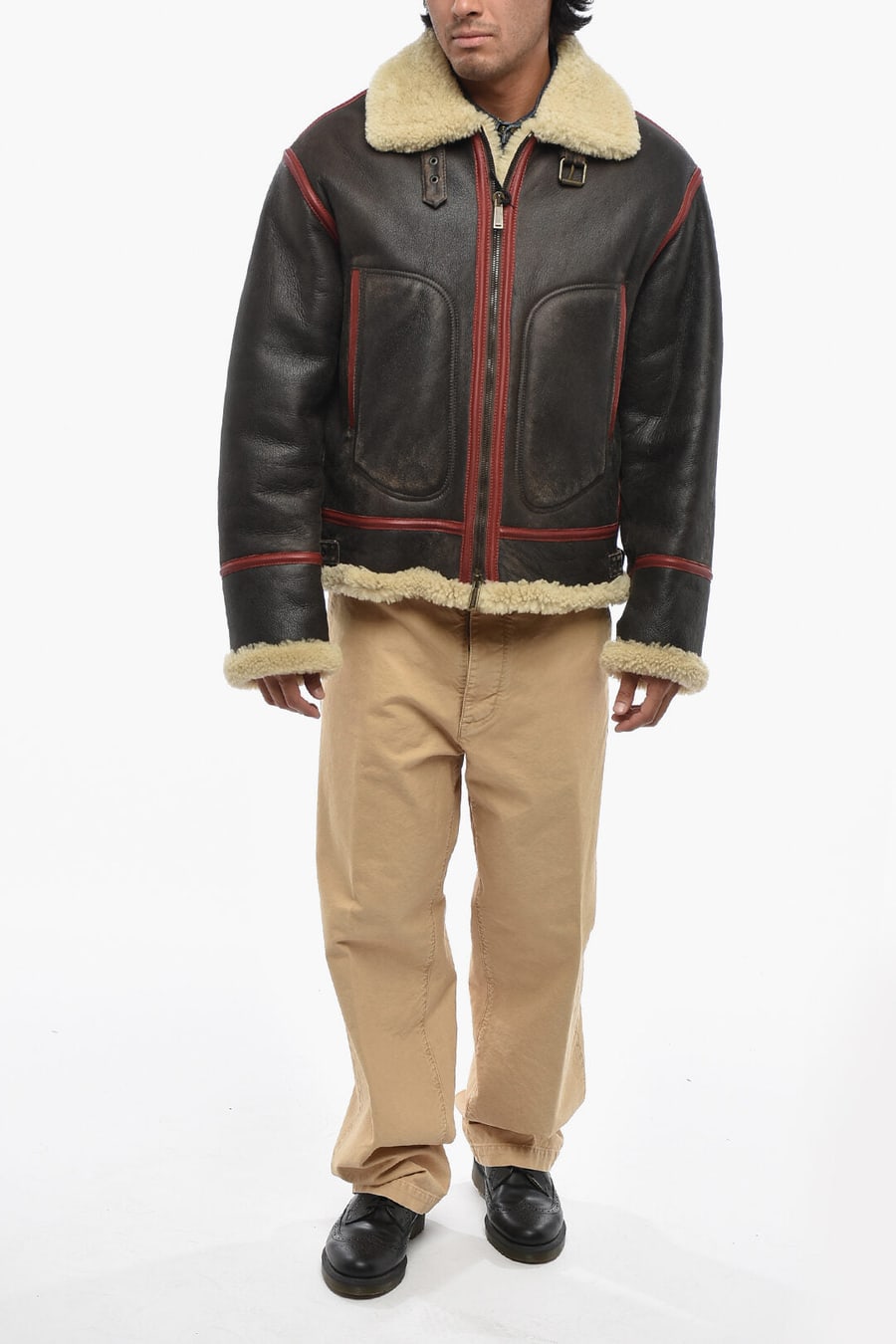 Dsquared2 0405~Shearling Jacket with Printed Logo