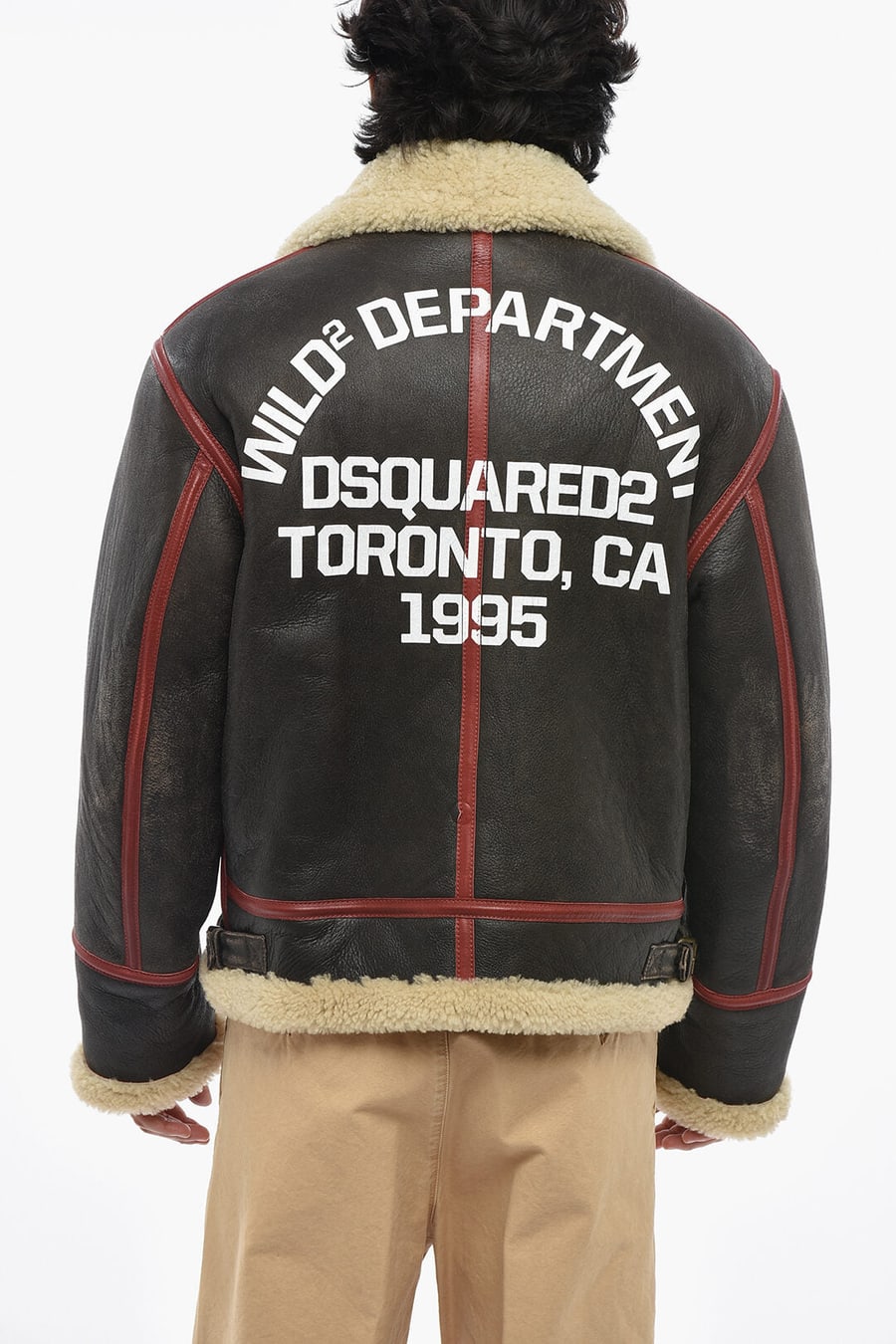 Dsquared2 0405~Shearling Jacket with Printed Logo, view 2