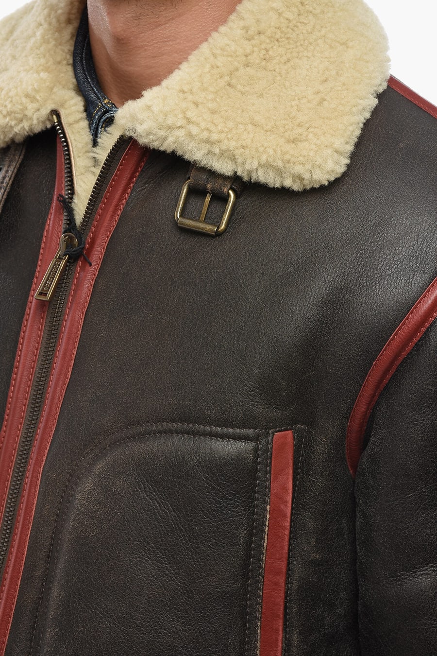 Dsquared2 0405~Shearling Jacket with Printed Logo, view 3
