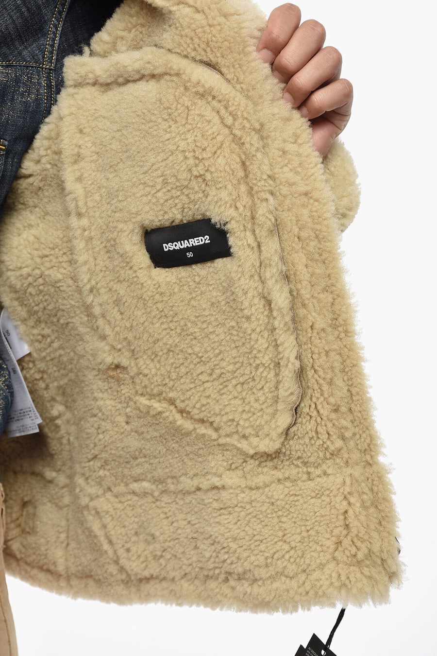 Dsquared2 0405~Shearling Jacket with Printed Logo, view 5