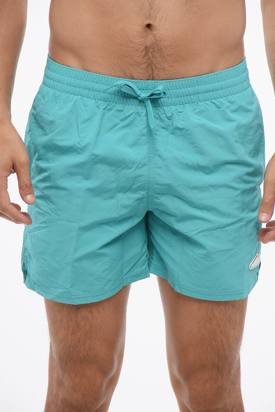 Nike 0405~Solid Boxer Swim Shorts with Sneaker Patch