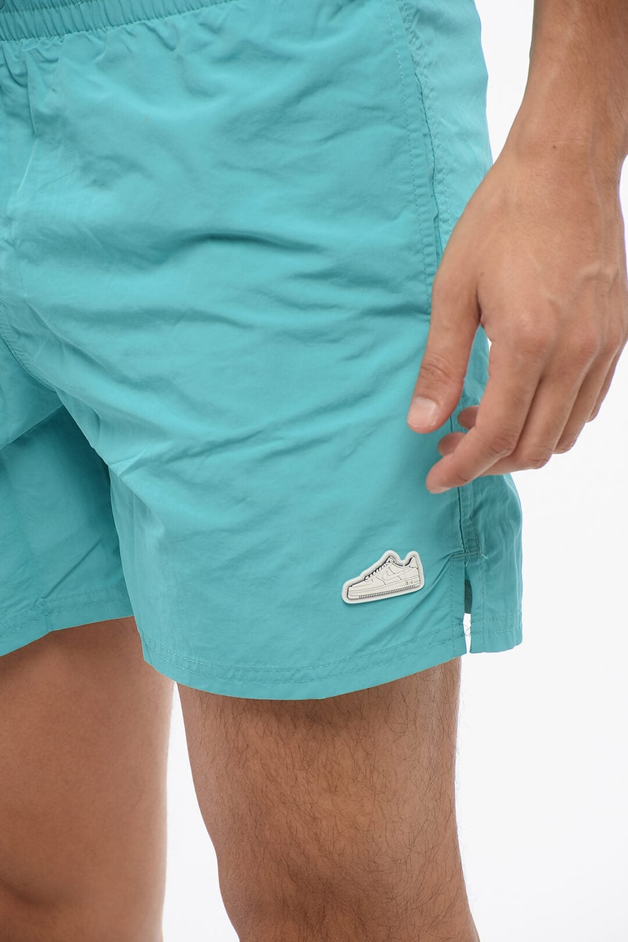 Nike 0405~Solid Boxer Swim Shorts with Sneaker Patch, view 3