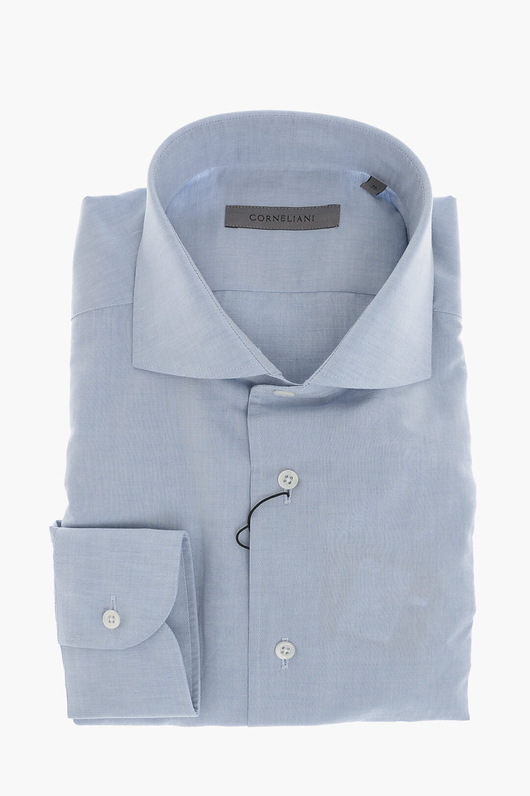Corneliani 0405~Solid Cotton-Linen Shirt With French Collar