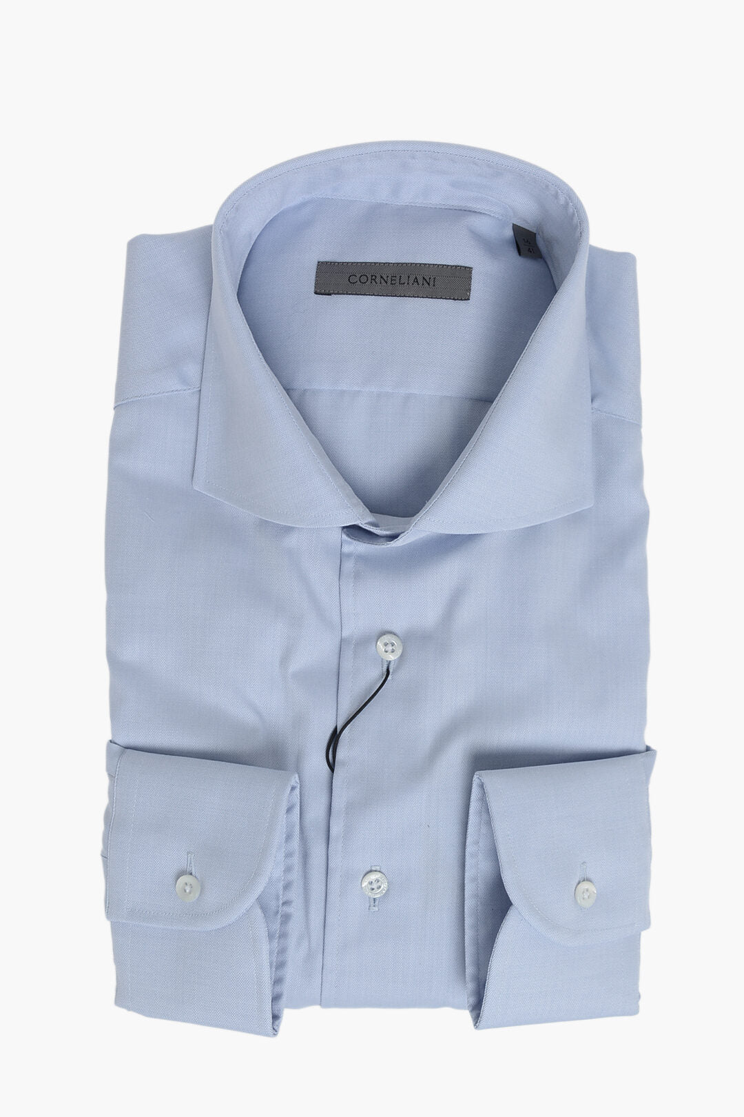 Corneliani 0405~Solid Herringbone Cotton Shirt With French Collar