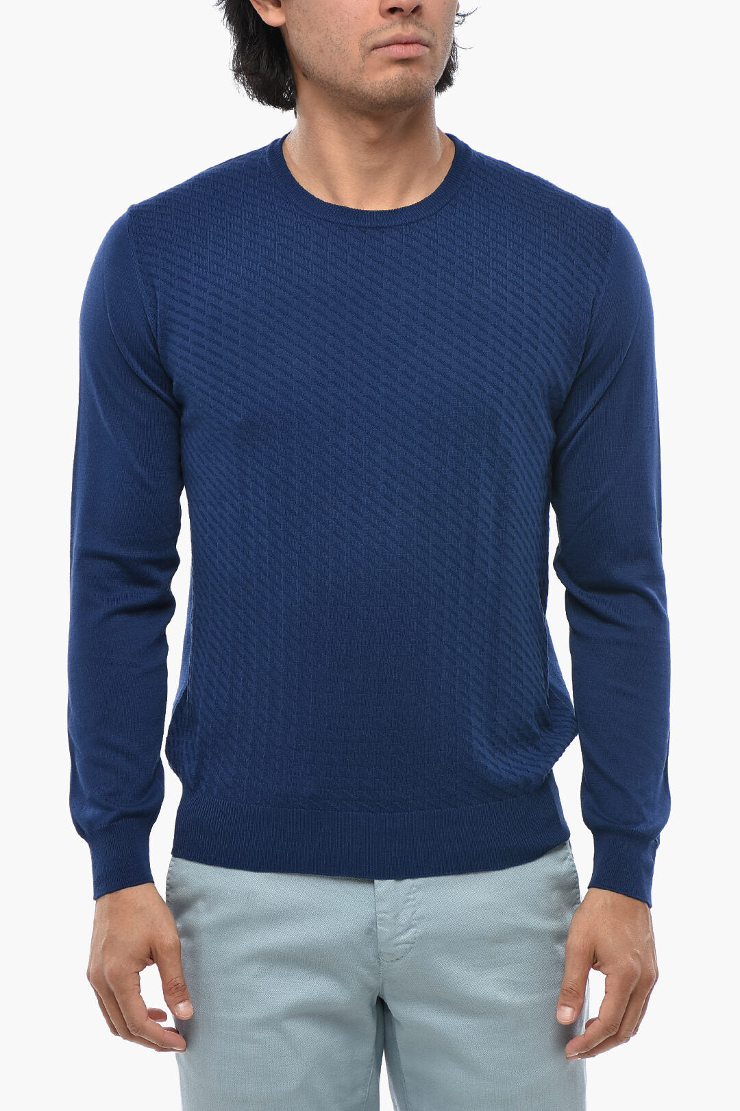 Corneliani 0405~Solid Lightweight Cotton Crewneck Sweater