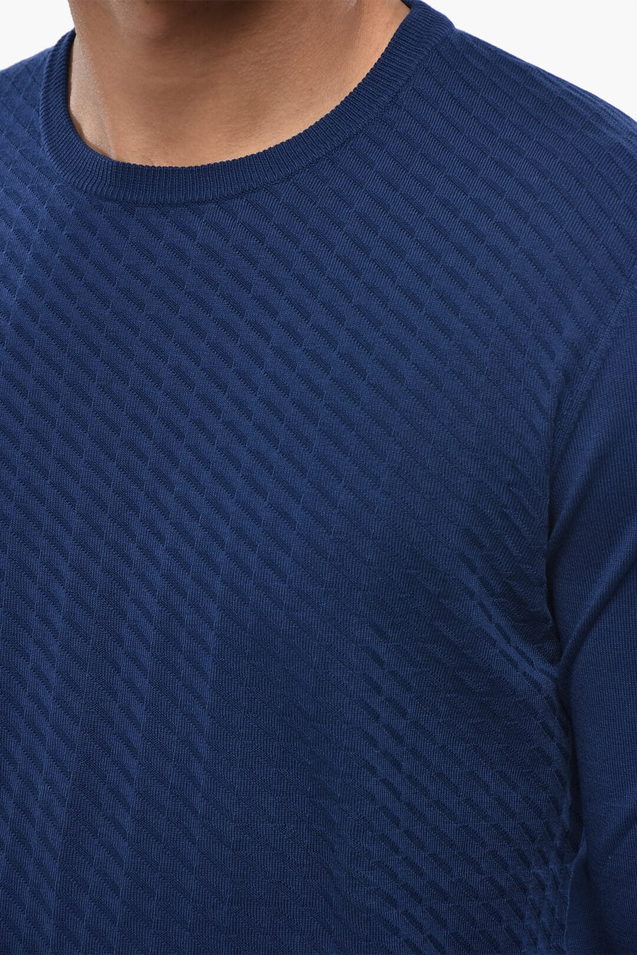 Corneliani 0405~Solid Lightweight Cotton Crewneck Sweater, view 3