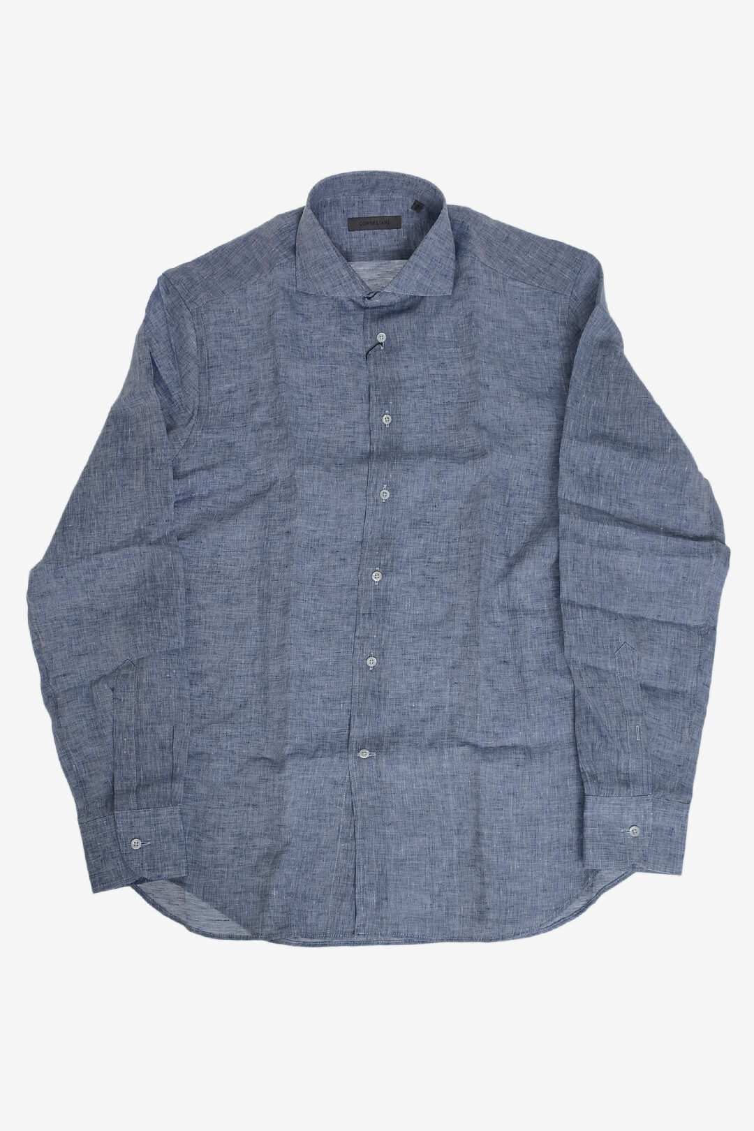 Corneliani 0405~Solid Linen Shirt with French Collar, view 2