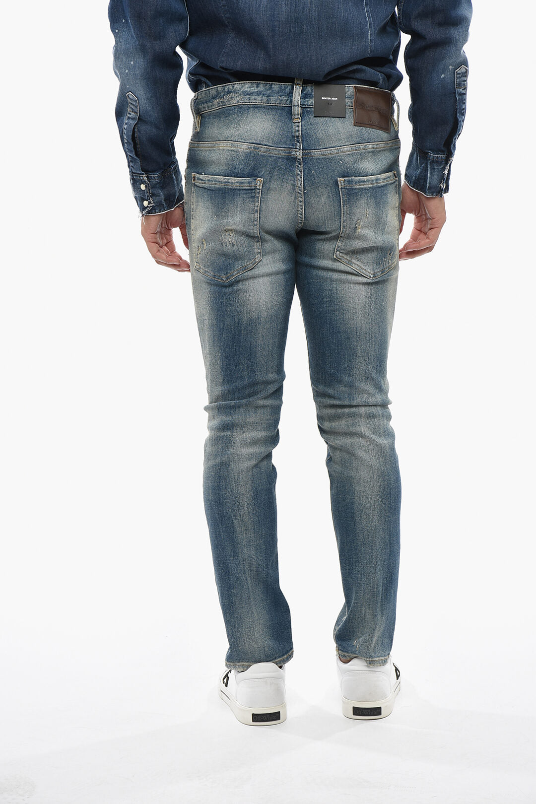 Dsquared2 0405~Stretch Denim Jeans SKATER with Leather Patch 16cm, view 2