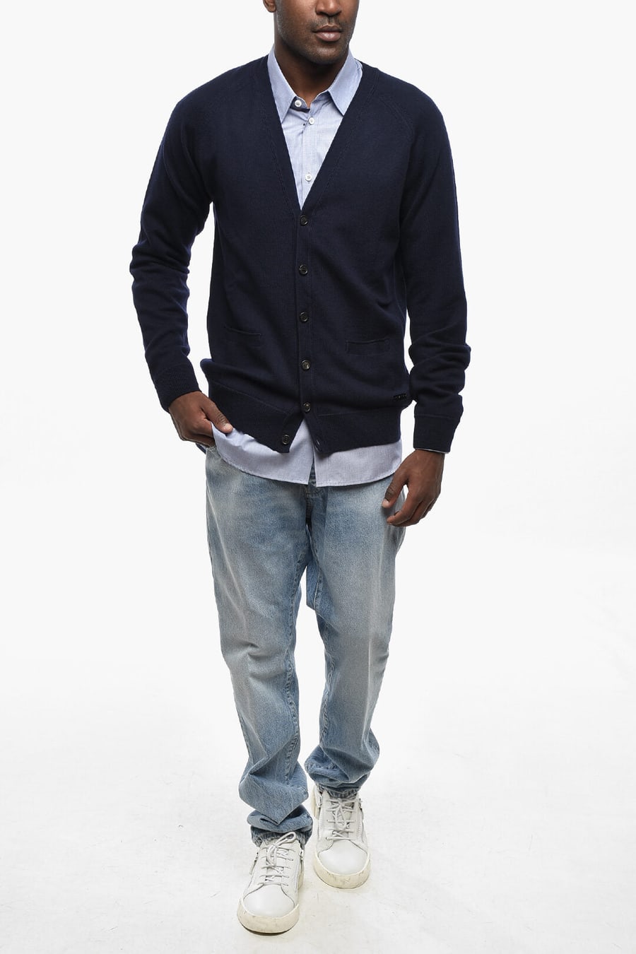 Dsquared2 0405~Virgin Wool Cardigan with Patch Pockets, view 4