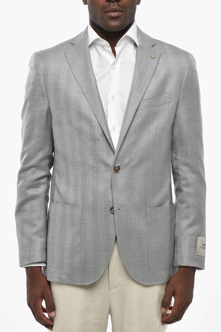 Corneliani 0470~CC COLLECTION Silk-Blend Herringbone Half-Lined Blazer