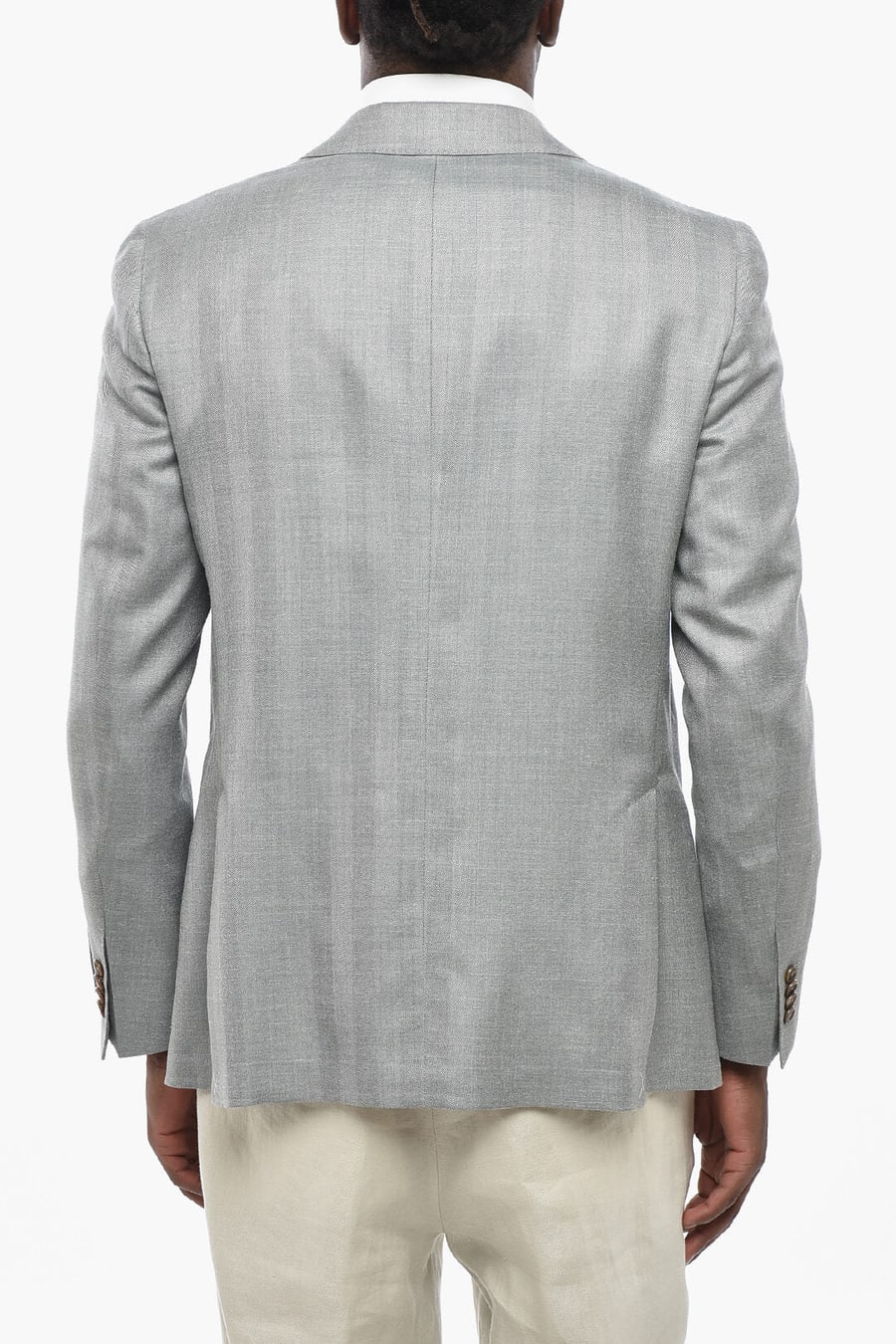 Corneliani 0470~CC COLLECTION Silk-Blend Herringbone Half-Lined Blazer, view 2