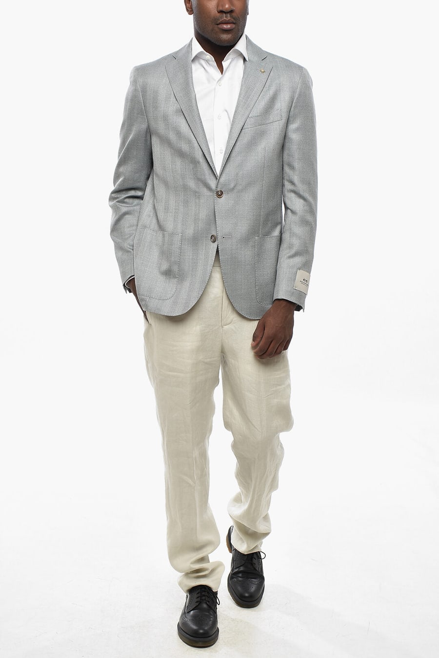 Corneliani 0470~CC COLLECTION Silk-Blend Herringbone Half-Lined Blazer, view 4