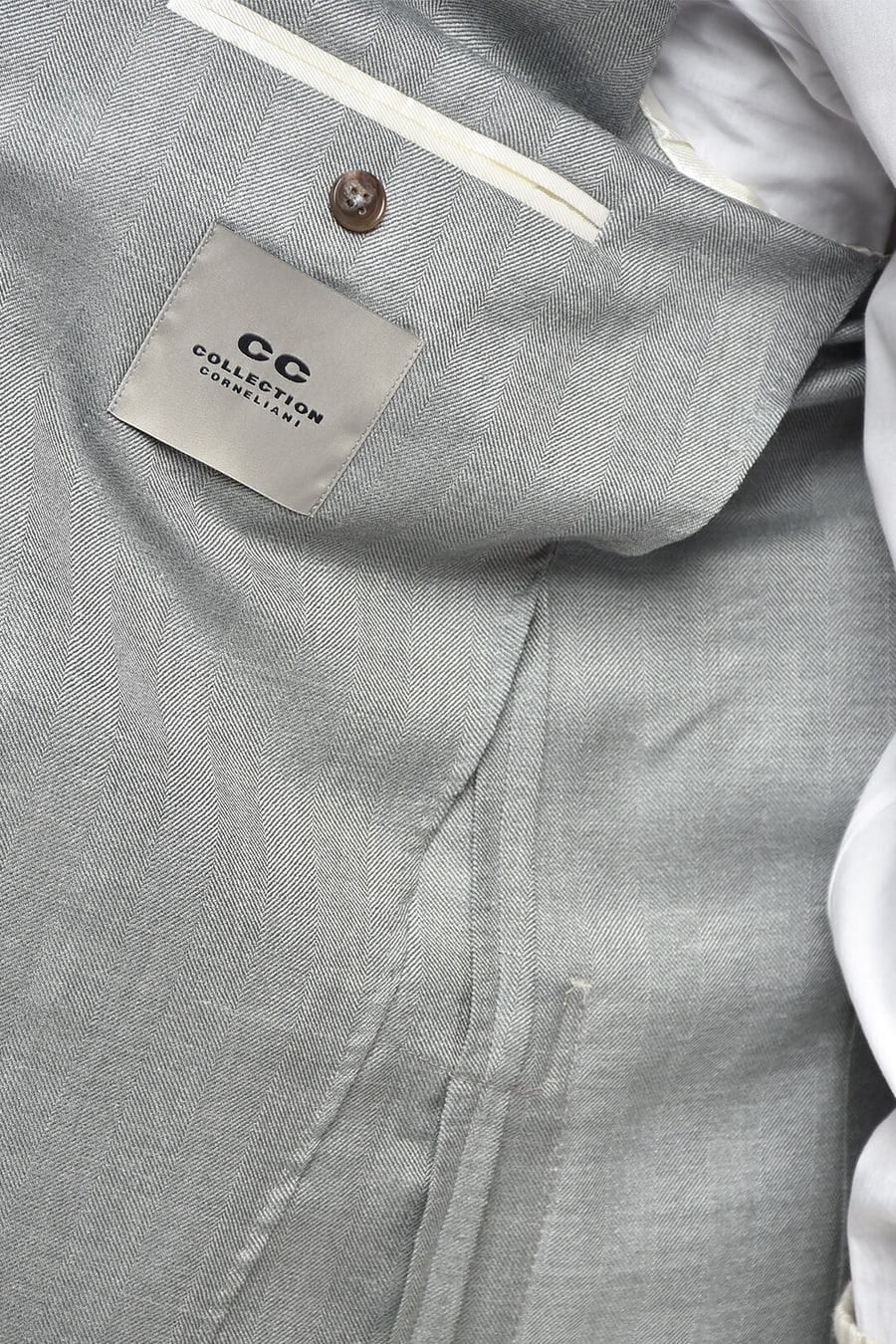Corneliani 0470~CC COLLECTION Silk-Blend Herringbone Half-Lined Blazer, view 5