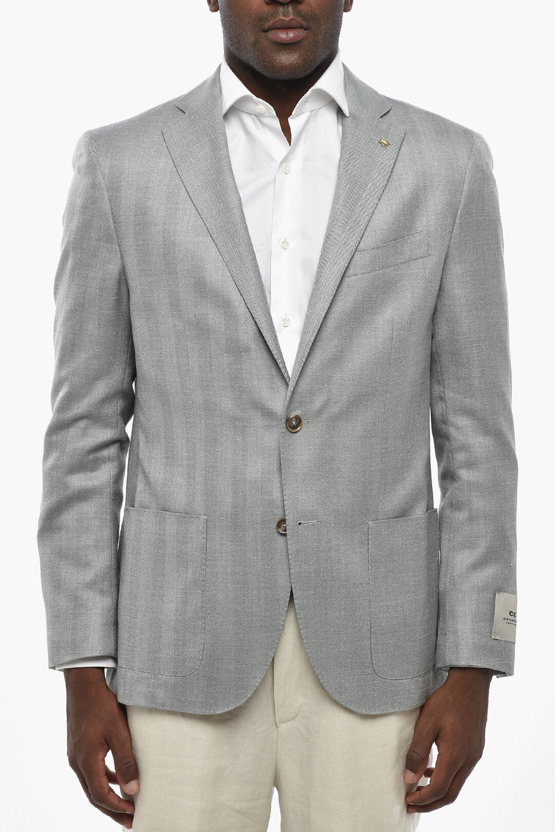 Corneliani 0470~CC COLLECTION Silk-Blend Herringbone Half-Lined Blazer