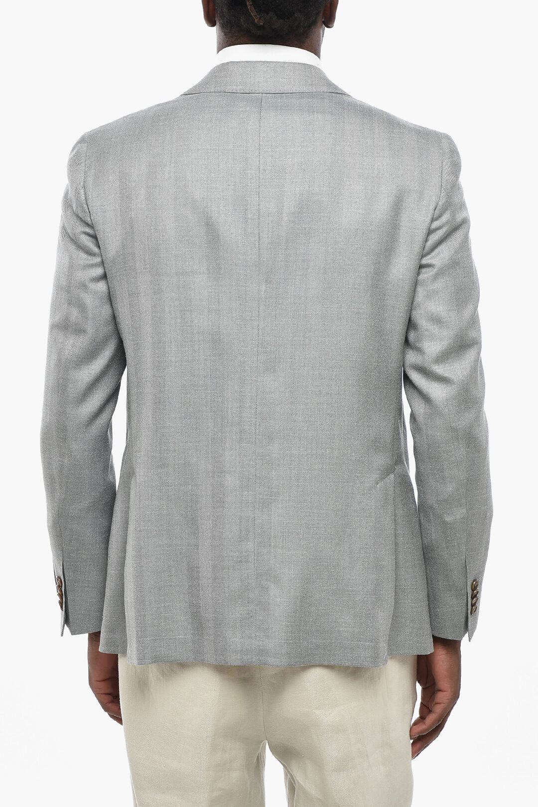 Corneliani 0470~CC COLLECTION Silk-Blend Herringbone Half-Lined Blazer, view 2