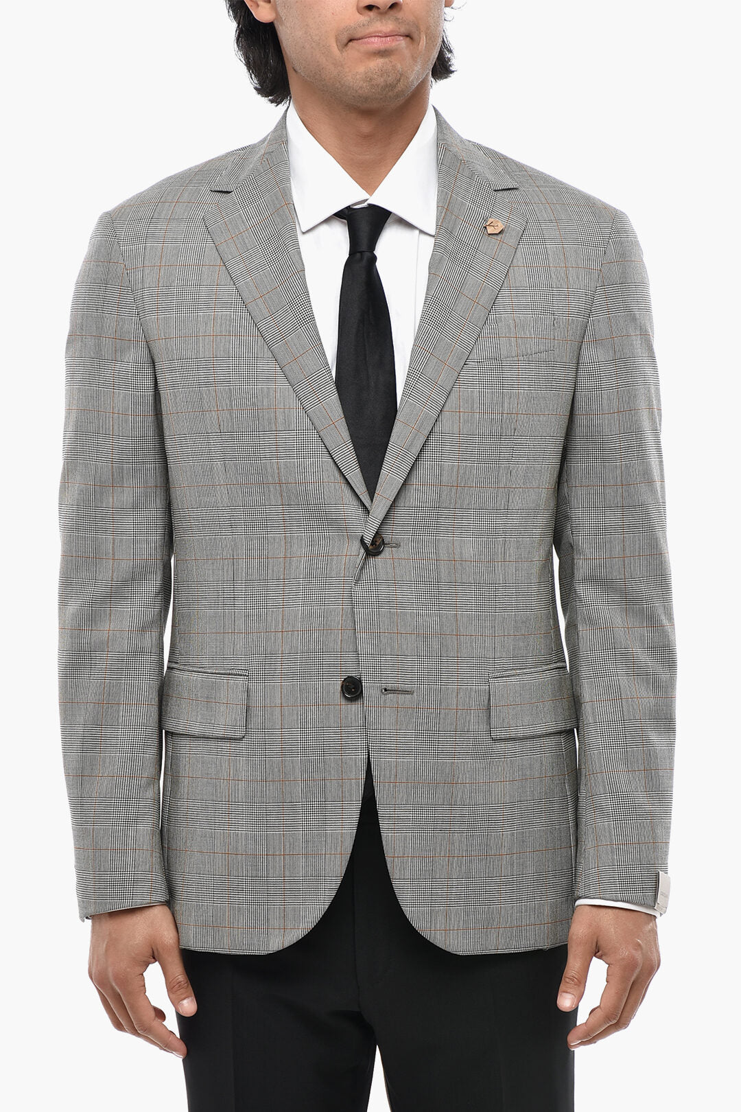 Corneliani 0470~CIRCLE Unlined Virgin Wool Blazer with District Check Pattern