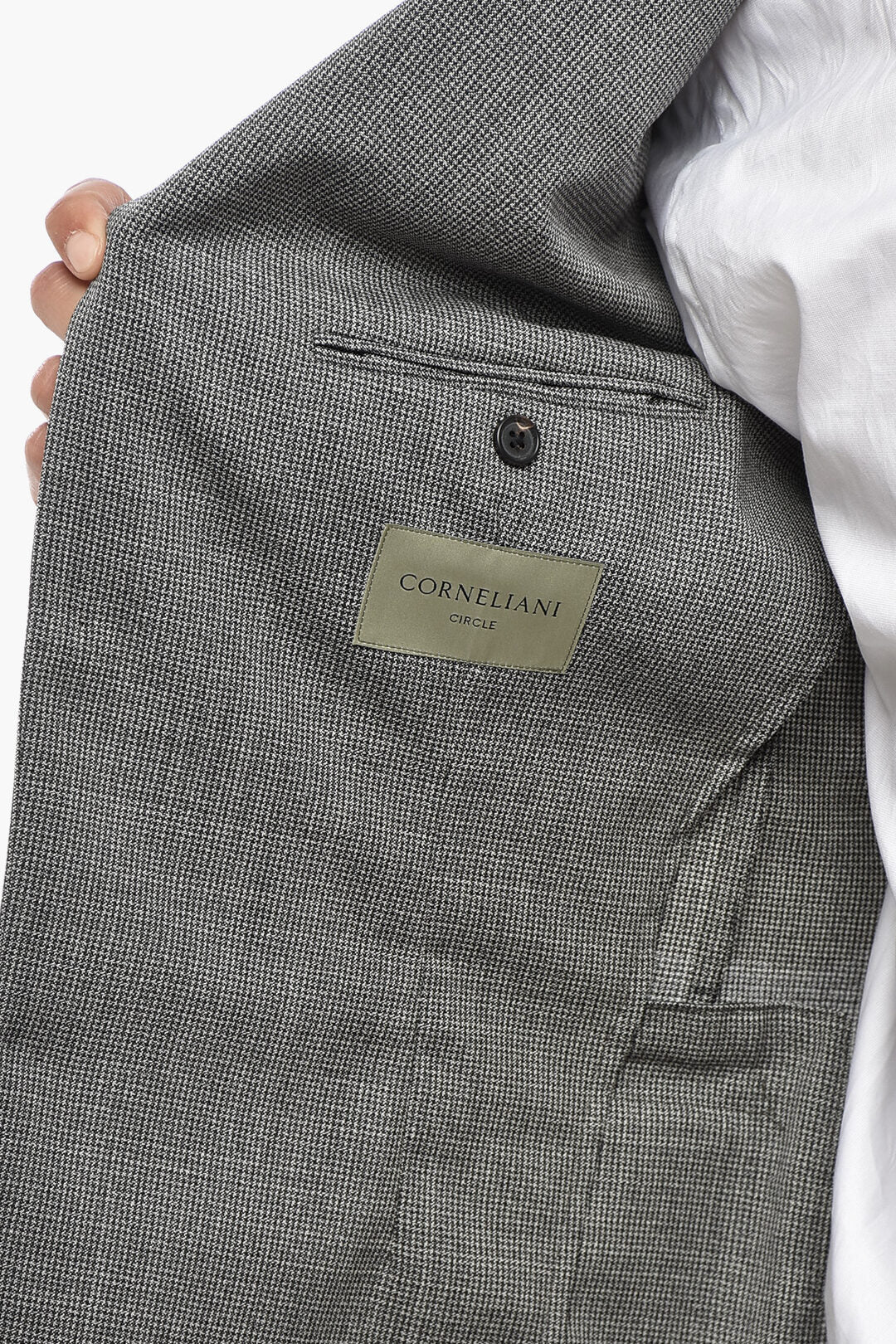Corneliani 0470~CIRCLE Unlined Virgin Wool Blazer with Houndstooth Pattern