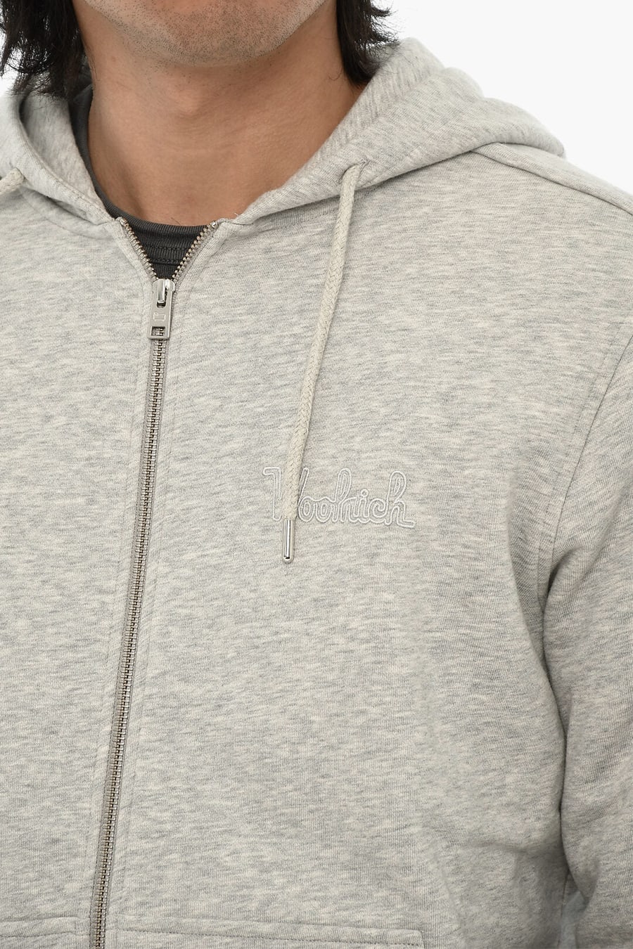 Woolrich 0470~Solid Color Hoodie with Zip Closure, view 3