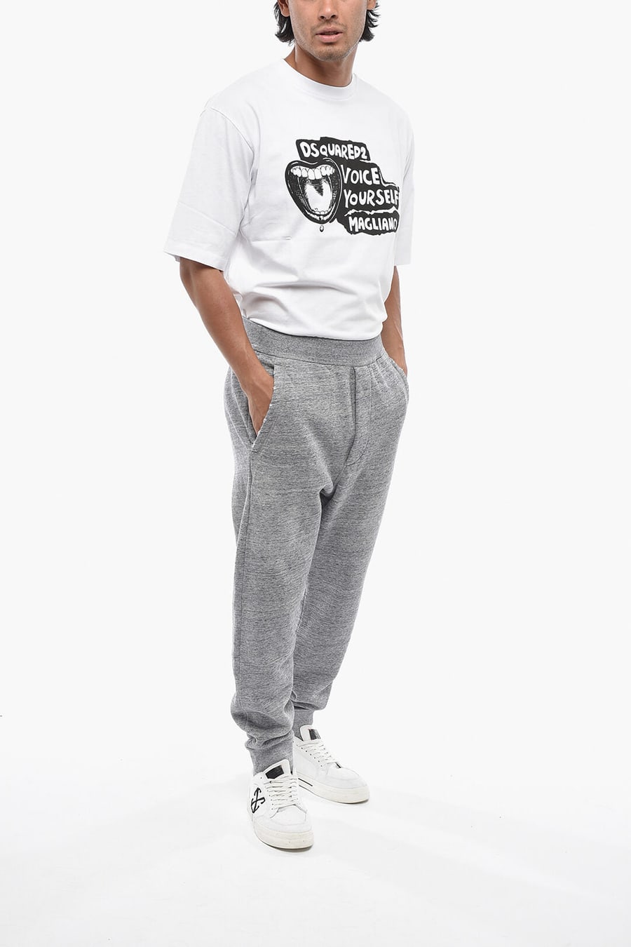 Dsquared2 0470~Solid Cotton Fleece Joggers, view 4