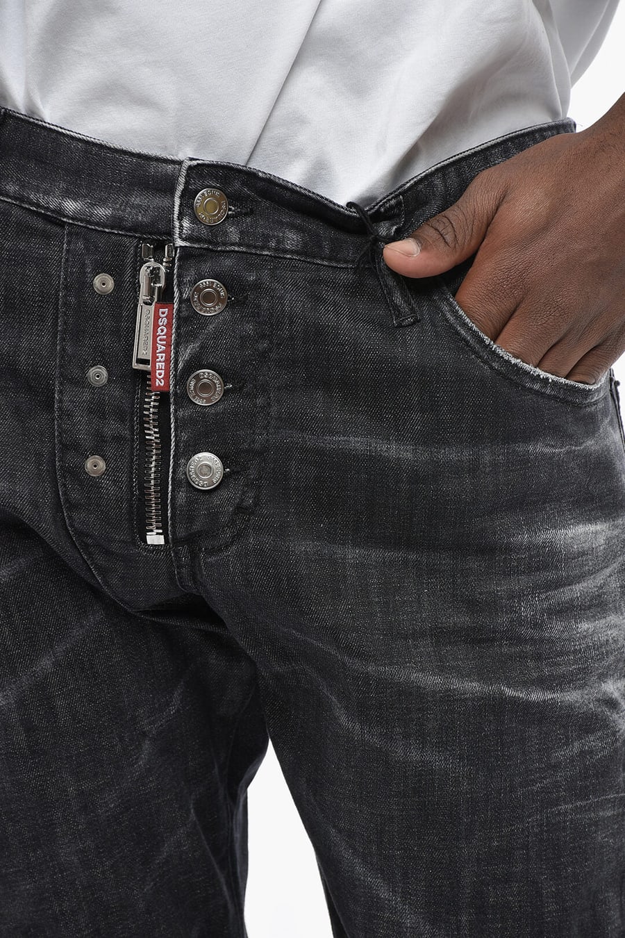 Dsquared2 0470~Stonewashed Effect Jeans With Front Zip 16cm, view 2