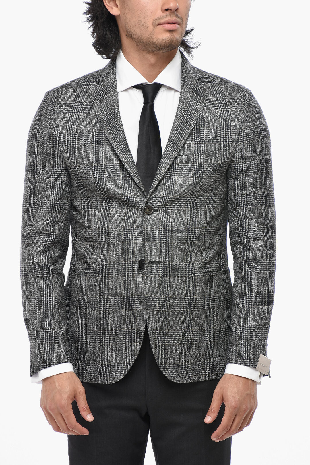Corneliani 0470~Unlined Wool-Blend District Check Blazer GATE