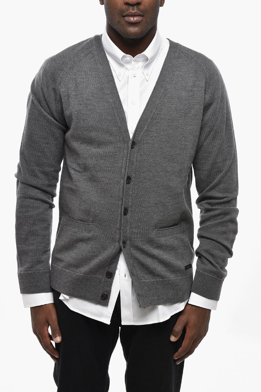 Dsquared2 0470~Virgin Wool Cardigan with Patch Pockets