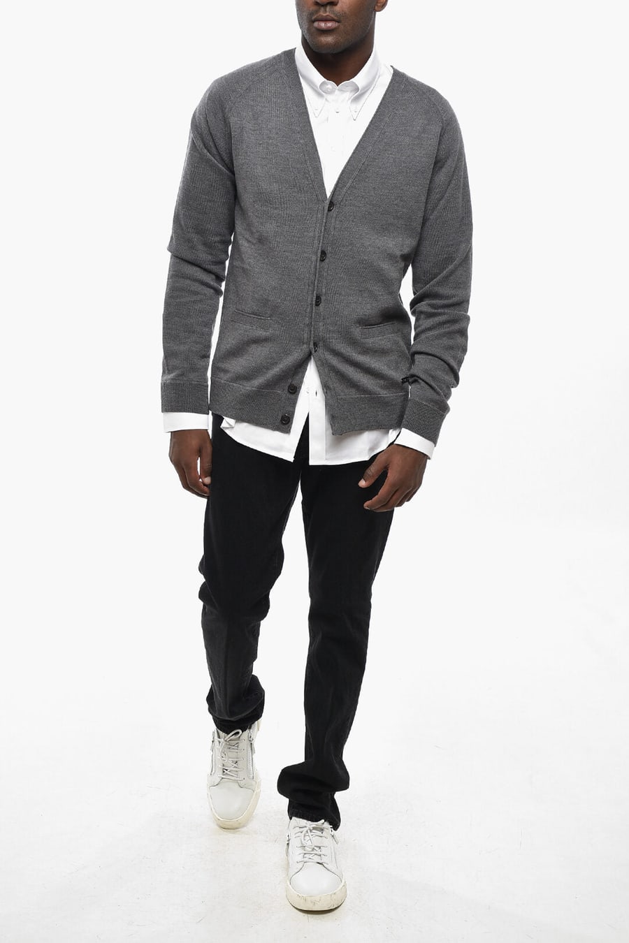 Dsquared2 0470~Virgin Wool Cardigan with Patch Pockets, view 4