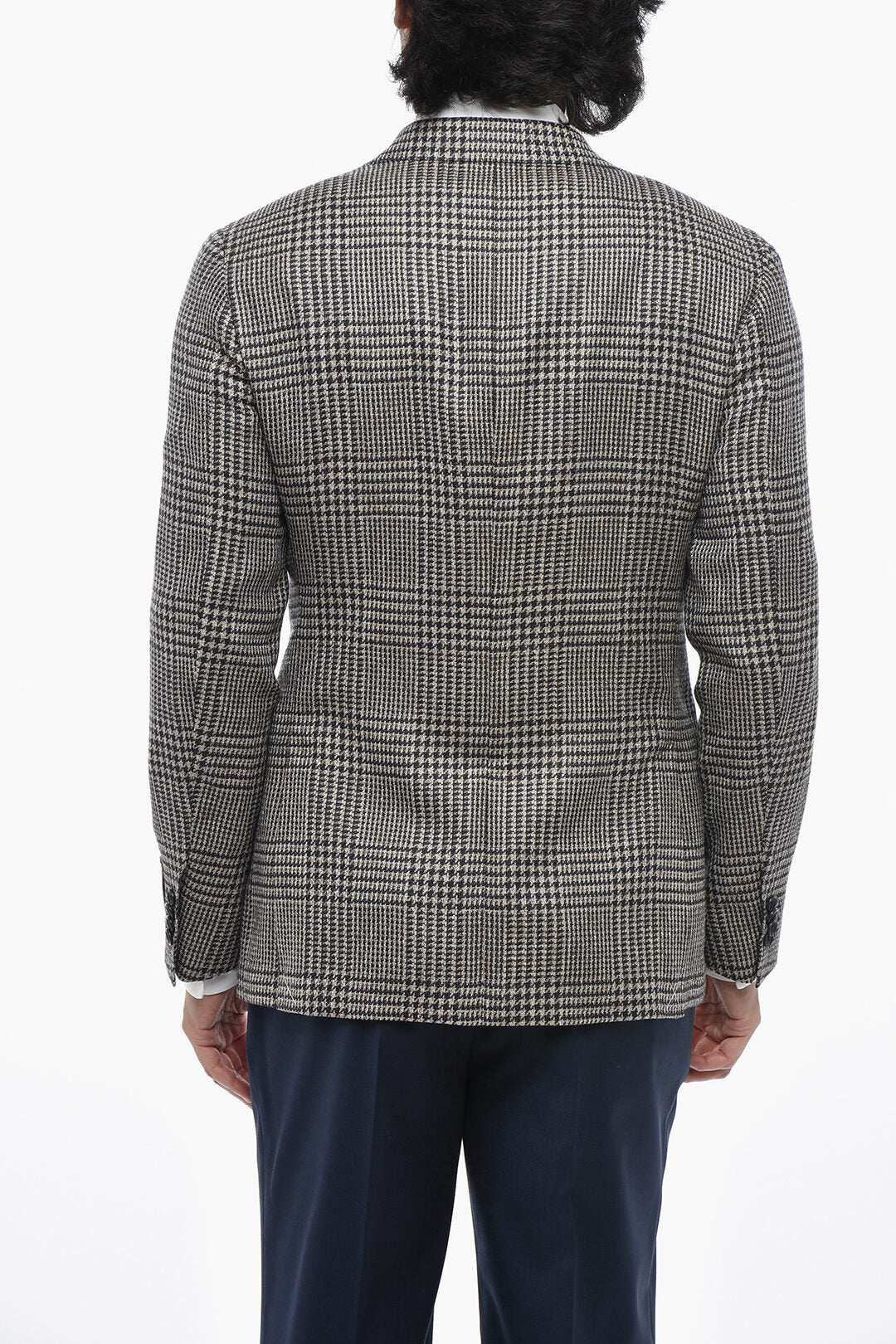 Corneliani 0500~CC COLLECTION Pied-de-Poule Wool-Blend Half-Lined Blazer, view 2