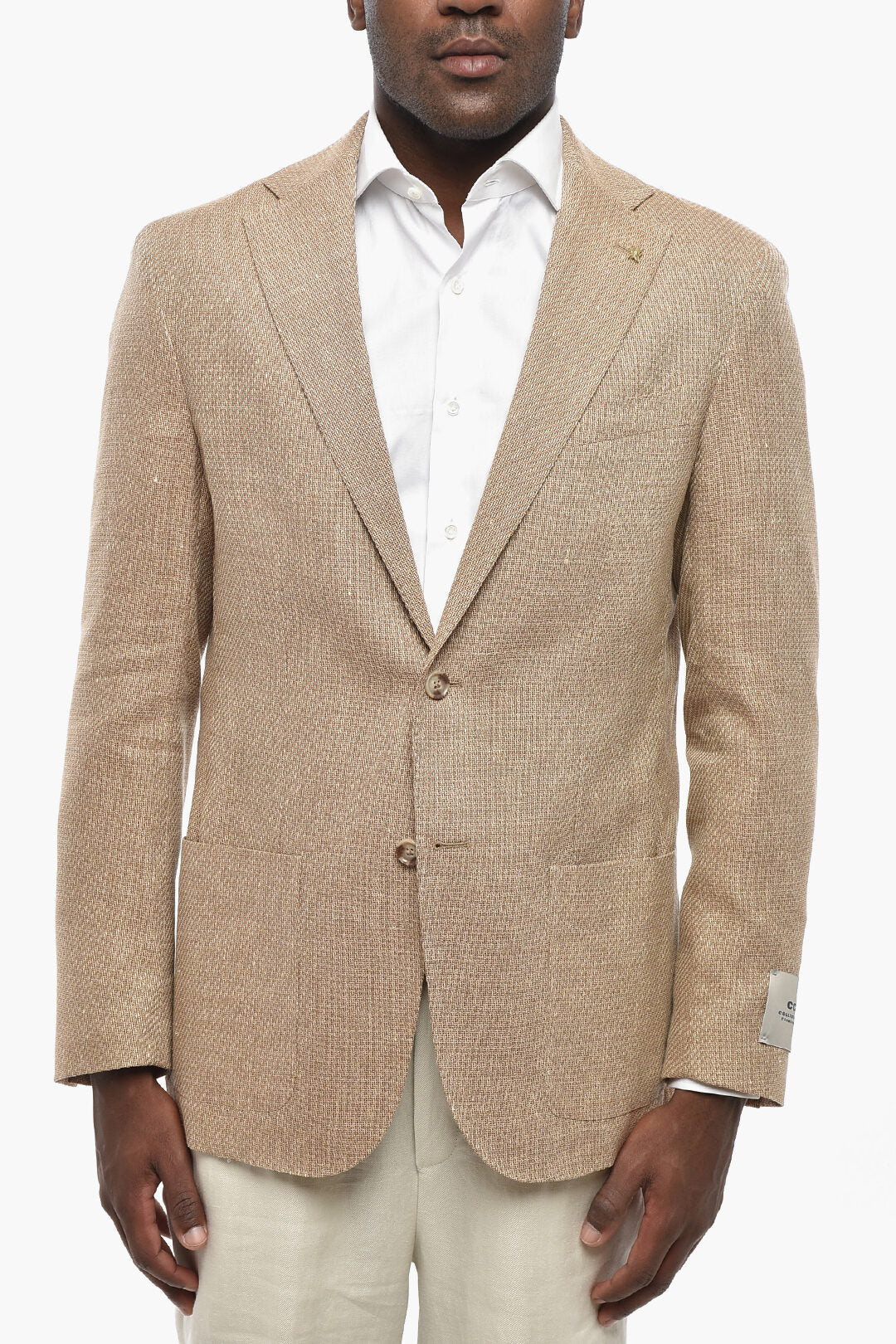 Corneliani 0500~CC COLLECTION Semi-Lined Linen-Blend Blazer With Patch Pockets