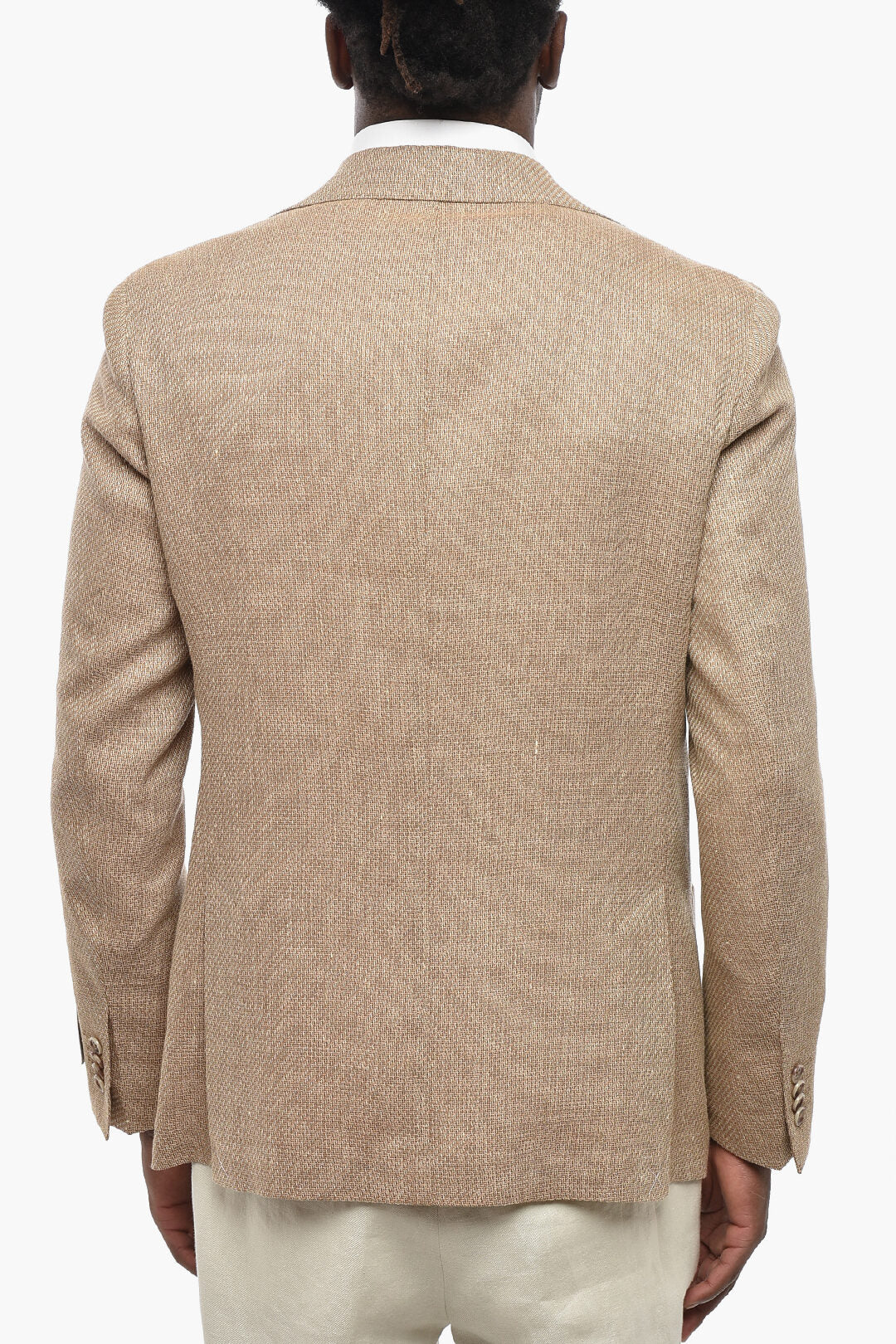 Corneliani 0500~CC COLLECTION Semi-Lined Linen-Blend Blazer With Patch Pockets, view 2