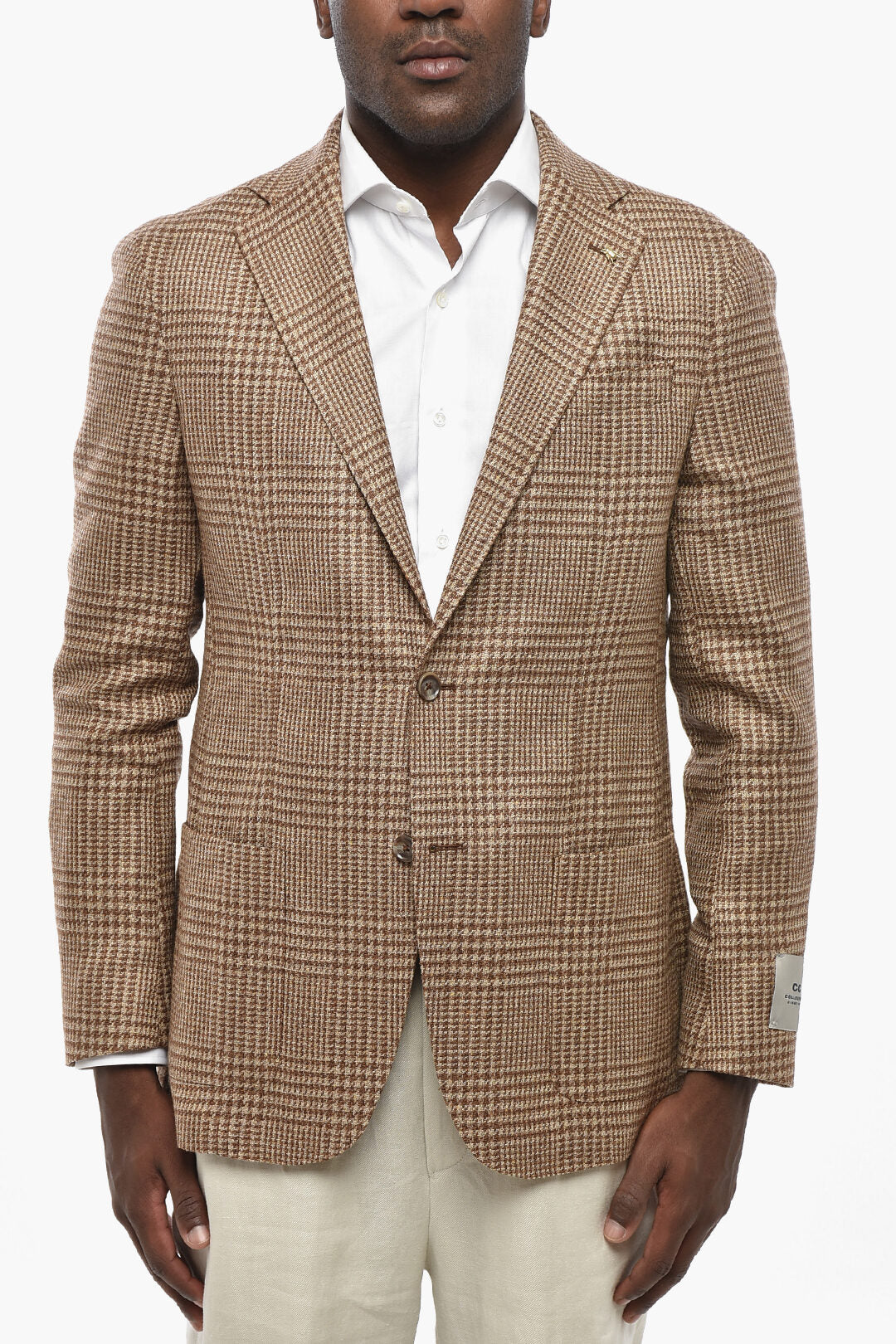 Corneliani 0500~CC COLLECTION Semi-Lined Silk-Blend Houndstooth Blazer
