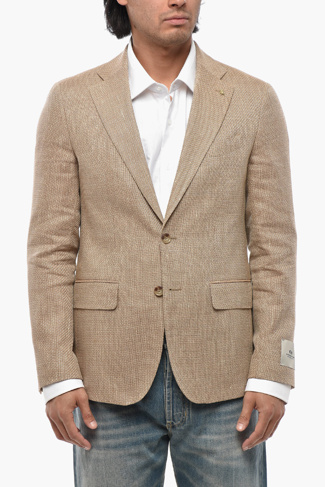 Corneliani 0500~CC COLLECTION Virgin Wool and Linen Jacket with Flap Pockets